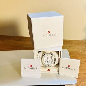 Spectacular Michele all white chronograph Tahitian women’s watch